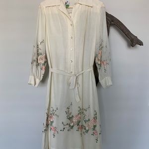 70's Vintage Henry Lee Pink embroidered Dress